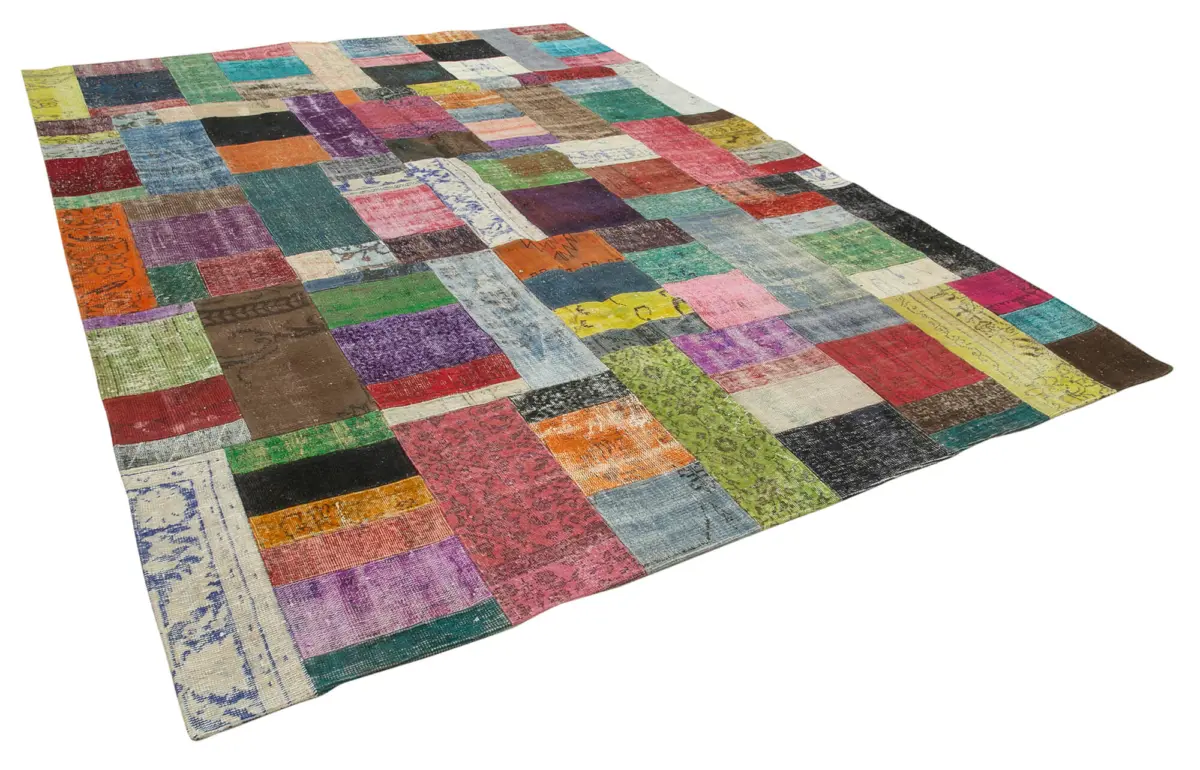 Patchwork Multi Pamuk Üzerine Yün El Dokuma Kilim-273x366 - Görsel 2