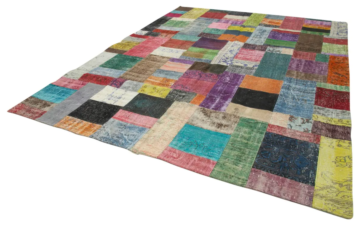 Patchwork Multi Pamuk Üzerine Yün El Dokuma Kilim-273x366 - Görsel 3