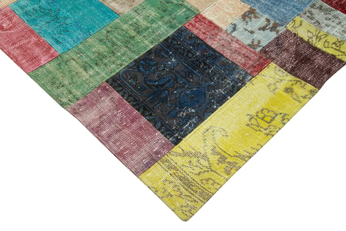 Patchwork Multi Pamuk Üzerine Yün El Dokuma Kilim-273x366 - Görsel 4