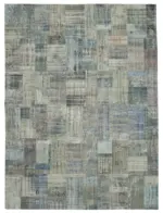 Patchwork Mavi Pamuk Üzerine Yün El Dokuma Kilim-303x412