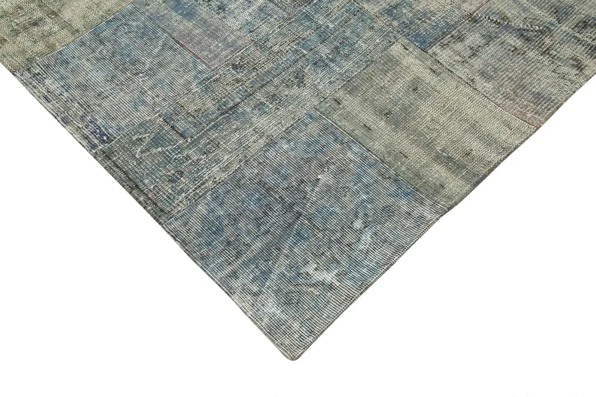 Patchwork Mavi Pamuk Üzerine Yün El Dokuma Kilim-303x412 - Görsel 4