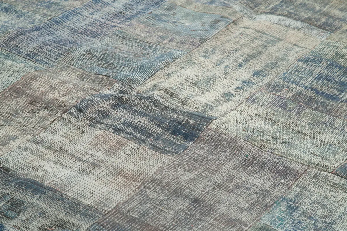 Patchwork Mavi Pamuk Üzerine Yün El Dokuma Kilim-303x412 - Görsel 5