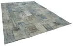 Patchwork Mavi Pamuk Üzerine Yün El Dokuma Kilim-302x412 - Görsel 2