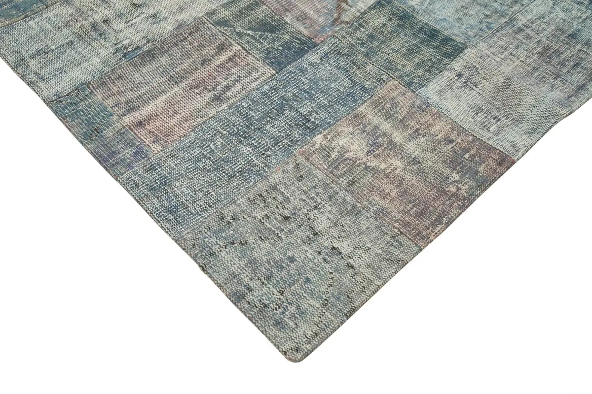 Patchwork Mavi Pamuk Üzerine Yün El Dokuma Kilim-302x412 - Görsel 4