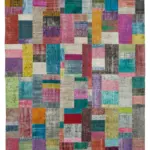 Patchwork Multi Pamuk Üzerine Yün El Dokuma Kilim-303x409