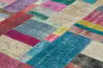 Patchwork Multi Pamuk Üzerine Yün El Dokuma Kilim-303x409 - Görsel 5