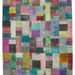 Patchwork Multi Pamuk Üzerine Yün El Dokuma Kilim-303x410