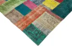Patchwork Multi Pamuk Üzerine Yün El Dokuma Kilim-303x410 - Görsel 4
