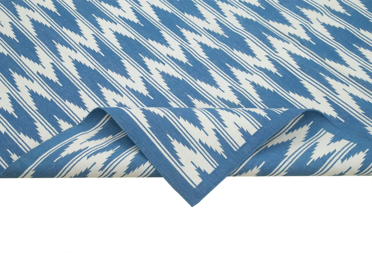 Duri Modern Mavi Pamuk Üstü Yün El Dokuma Kilim-180x280 - Görsel 6