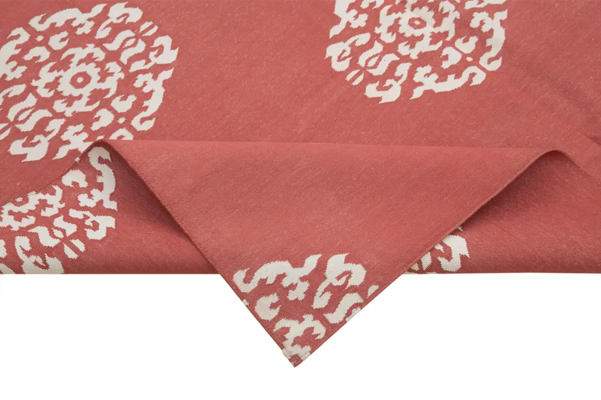 Duri Modern Kırmızı Pamuk Üstü Yün El Dokuma Kilim-181x266 - Görsel 6