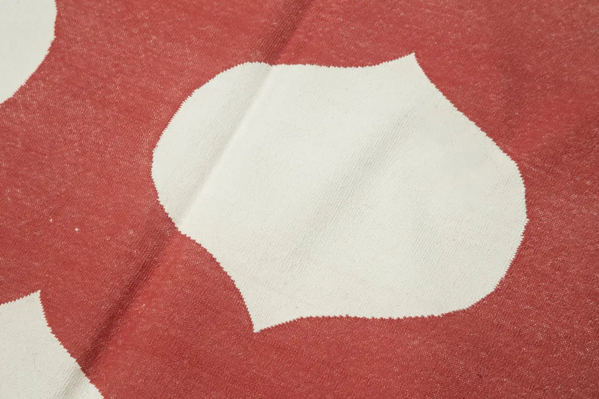 Duri Modern Kırmızı Pamuk Üstü Yün El Dokuma Kilim-186x270 - Görsel 5