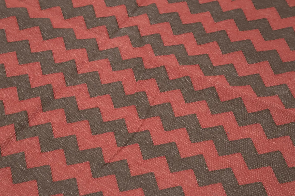 Duri Modern Kırmızı Pamuk Üstü Yün El Dokuma Kilim-182x271 - Görsel 5