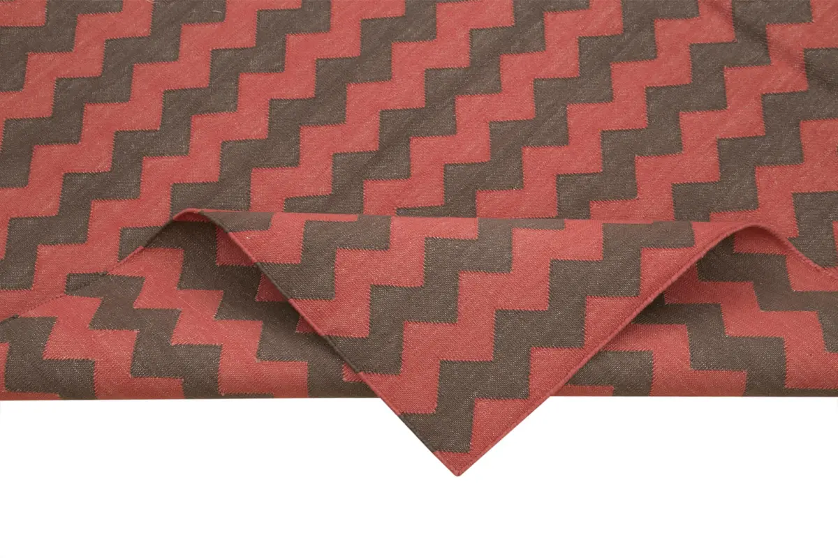 Duri Modern Kırmızı Pamuk Üstü Yün El Dokuma Kilim-182x271 - Görsel 6