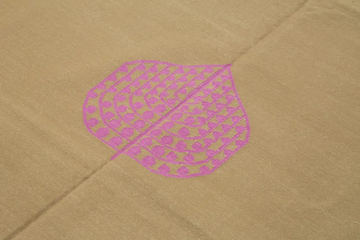 Duri Modern Kahverengi Pamuk Üstü Yün El Dokuma Kilim-179x269 - Görsel 5