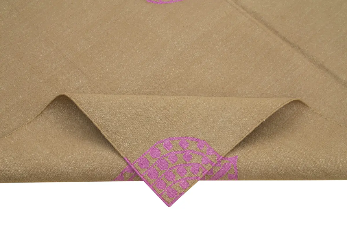 Duri Modern Kahverengi Pamuk Üstü Yün El Dokuma Kilim-179x269 - Görsel 6