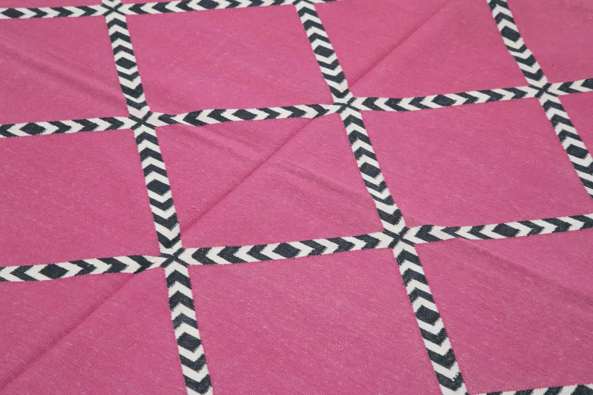 Duri Modern Mor Pamuk Üstü Yün El Dokuma Kilim-184x262 - Görsel 5