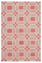 Duri Modern Kırmızı Pamuk Üstü Yün El Dokuma Kilim-184x271