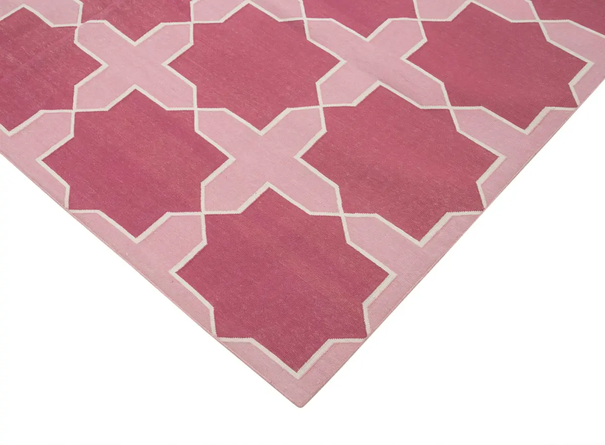 Duri Modern Mor Pamuk Üstü Yün El Dokuma Kilim-187x274 - Görsel 4