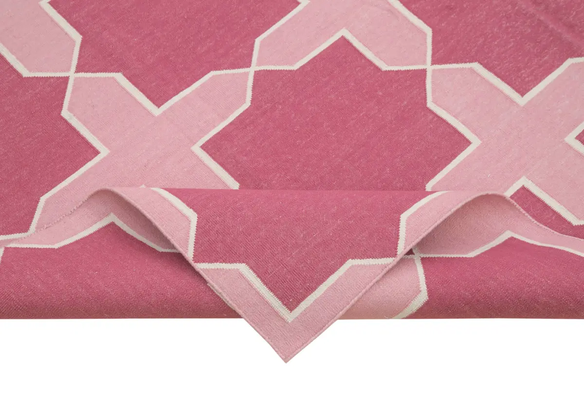 Duri Modern Mor Pamuk Üstü Yün El Dokuma Kilim-187x274 - Görsel 6