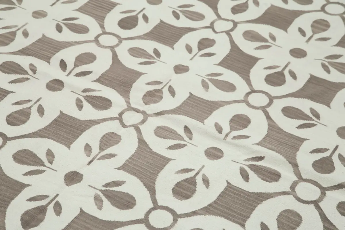 Duri Modern Gri Pamuk Üstü Yün El Dokuma Kilim-178x278 - Görsel 5