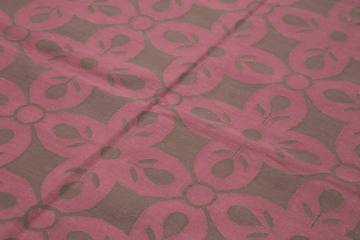 Duri Modern Kahverengi Pamuk Üstü Yün El Dokuma Kilim-185x269 - Görsel 5