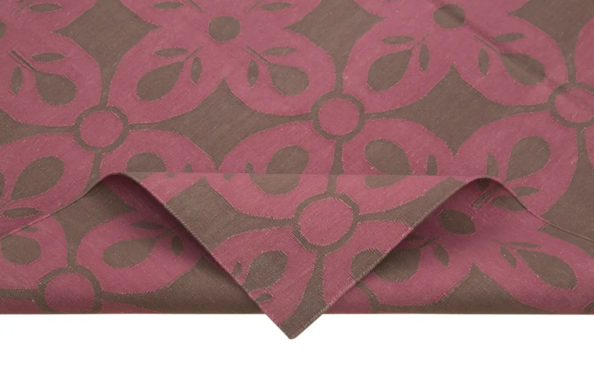 Duri Modern Kahverengi Pamuk Üstü Yün El Dokuma Kilim-185x269 - Görsel 6