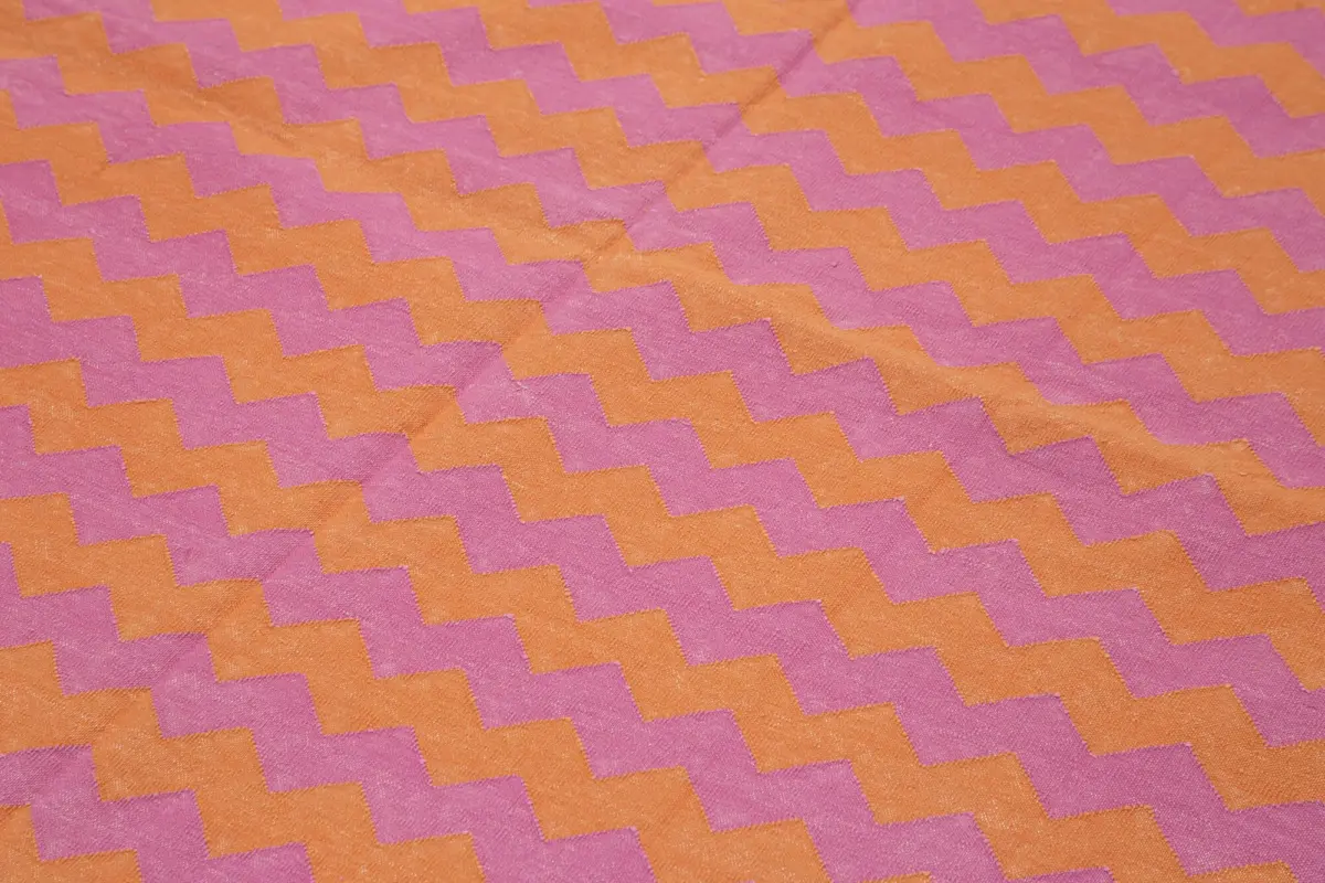 Duri Modern Mor Pamuk Üstü Yün El Dokuma Kilim-182x272 - Görsel 5