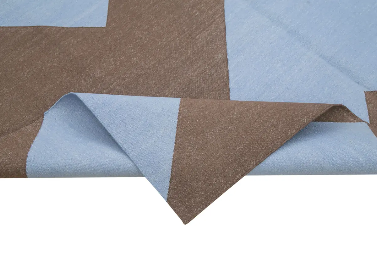 Duri Modern Mavi Pamuk Üstü Yün El Dokuma Kilim-190x270 - Görsel 6