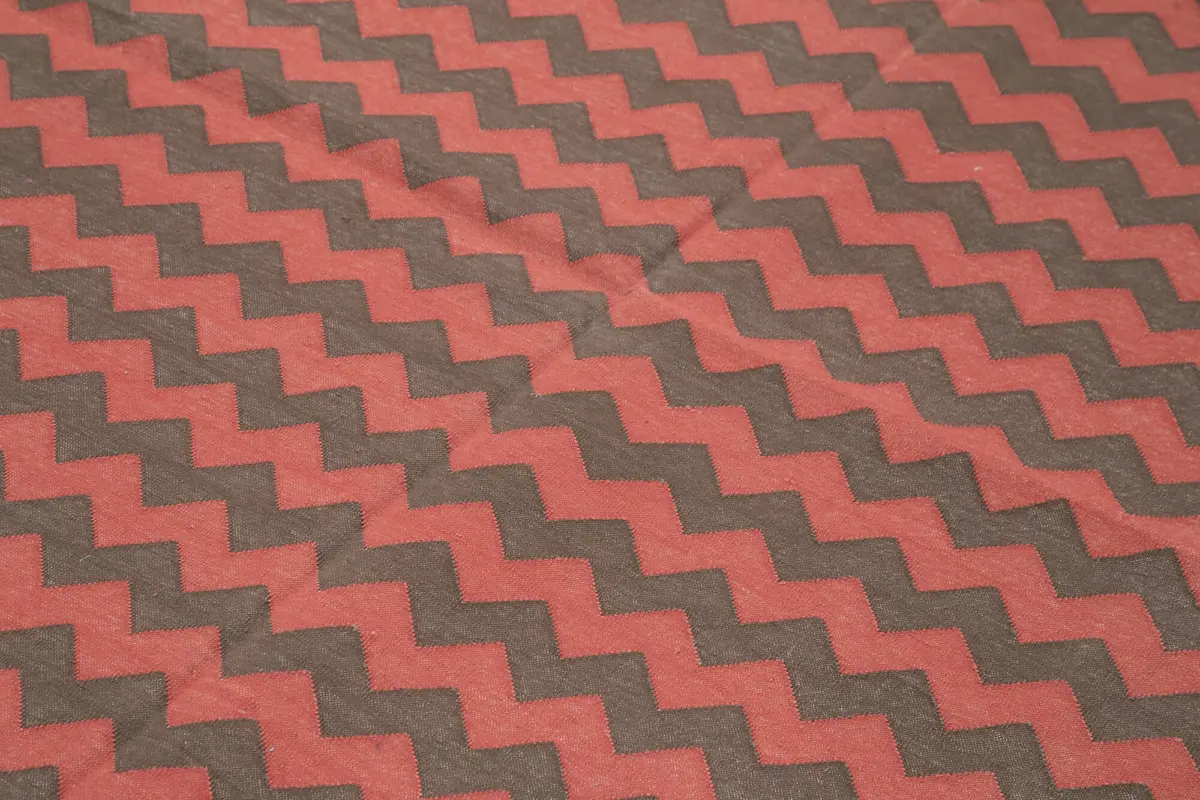 Duri Modern Kahverengi Pamuk Üstü Yün El Dokuma Kilim-184x275 - Görsel 5