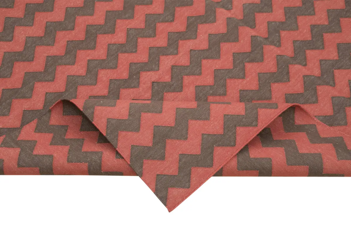 Duri Modern Kahverengi Pamuk Üstü Yün El Dokuma Kilim-184x275 - Görsel 6