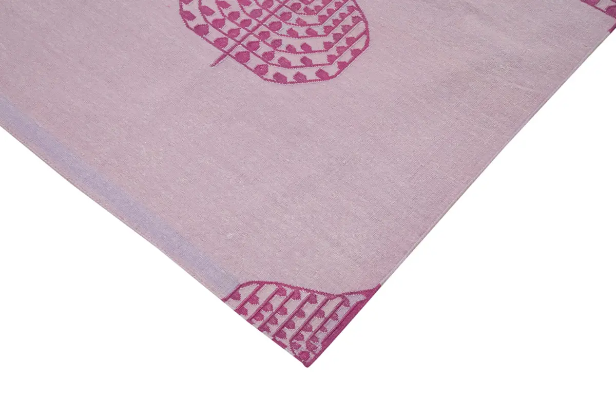 Duri Modern Mor Pamuk Üstü Yün El Dokuma Kilim-190x273 - Görsel 4