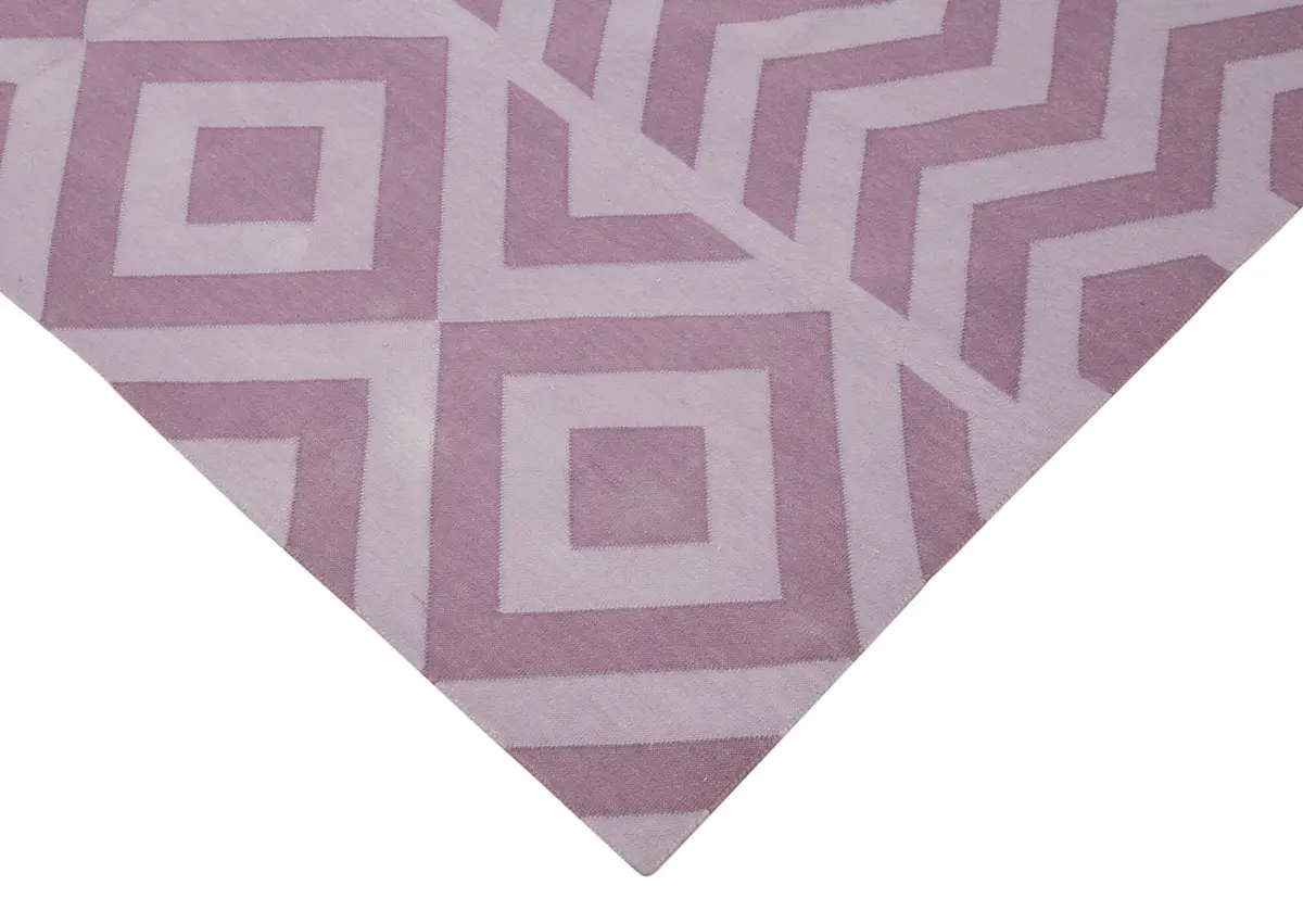 Duri Modern Mor Pamuk Üstü Yün El Dokuma Kilim-180x270 - Görsel 4