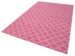 Duri Modern Pembe Pamuk Üstü Yün El Dokuma Kilim-183x277 - Görsel 3