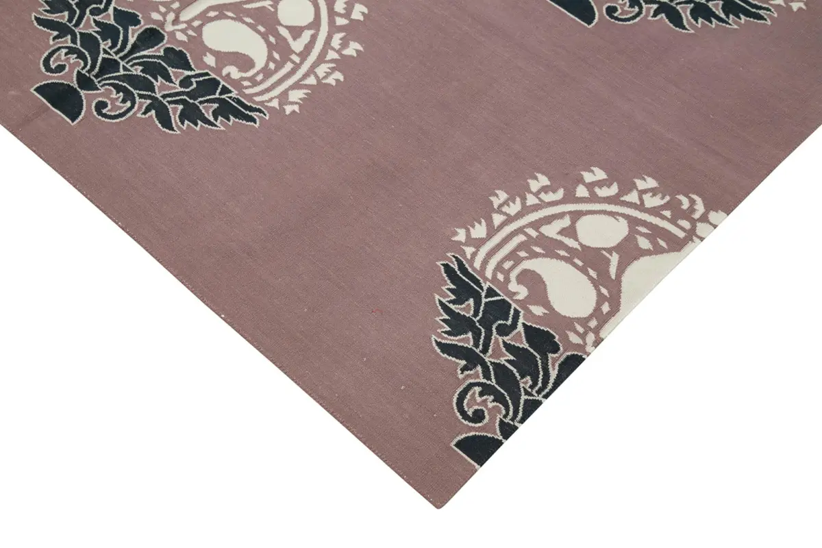 Duri Modern Mor Pamuk Üstü Yün El Dokuma Kilim-152x242 - Görsel 4