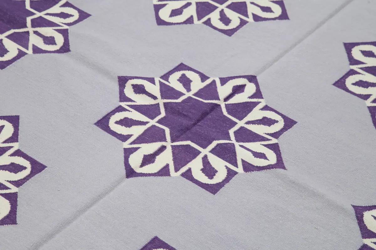 Duri Modern Mor Pamuk Üstü Yün El Dokuma Kilim-187x270 - Görsel 5