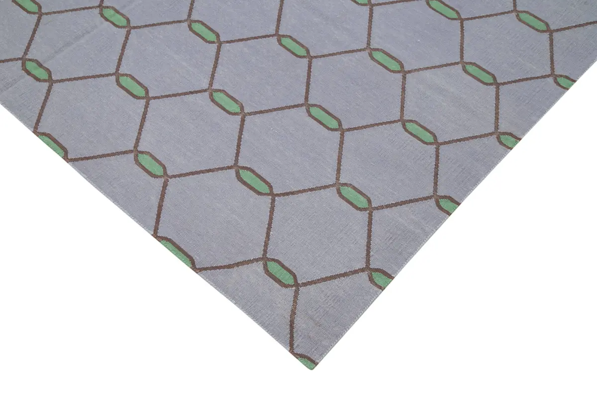 Duri Modern Mor Pamuk Üstü Yün El Dokuma Kilim-162x243 - Görsel 4