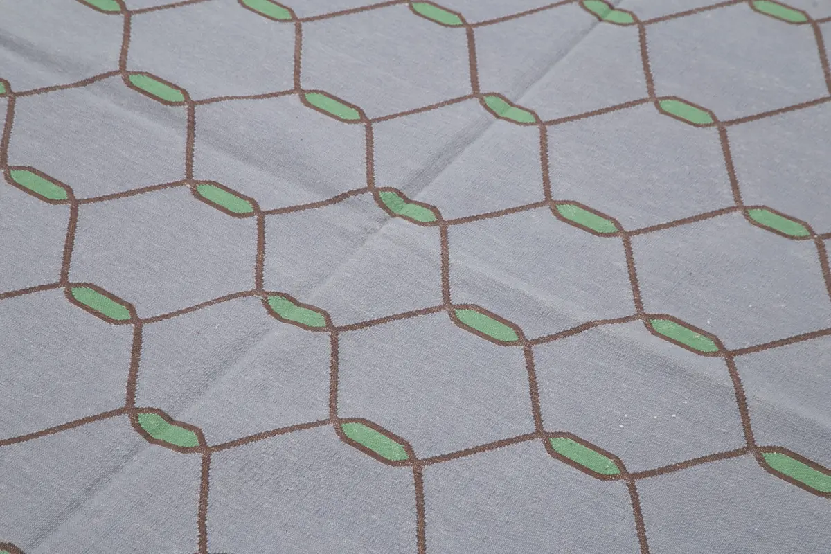 Duri Modern Mor Pamuk Üstü Yün El Dokuma Kilim-162x243 - Görsel 5