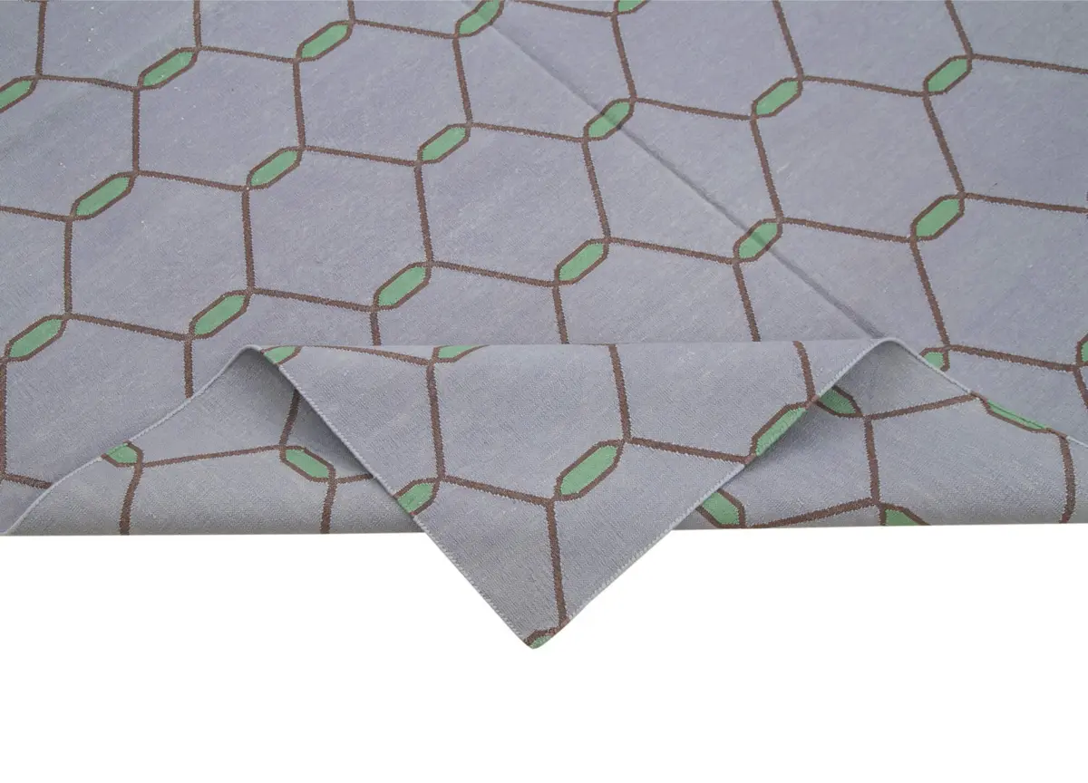 Duri Modern Mor Pamuk Üstü Yün El Dokuma Kilim-162x243 - Görsel 6