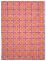 Duri Modern Pembe Pamuk Üstü Yün El Dokuma Kilim-307x418
