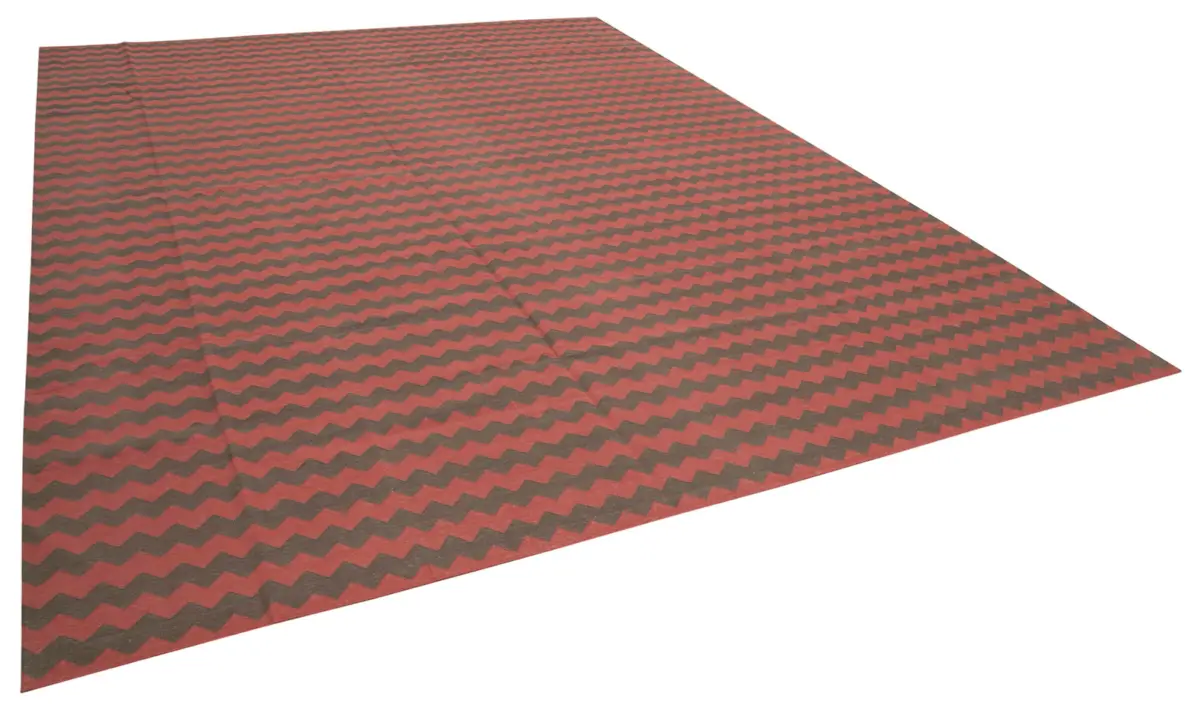 Duri Modern Kahverengi Pamuk Üstü Yün El Dokuma Kilim-306x418 - Görsel 2