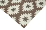 Duri Modern Kahverengi Pamuk Üstü Yün El Dokuma Kilim-302x421 - Görsel 4