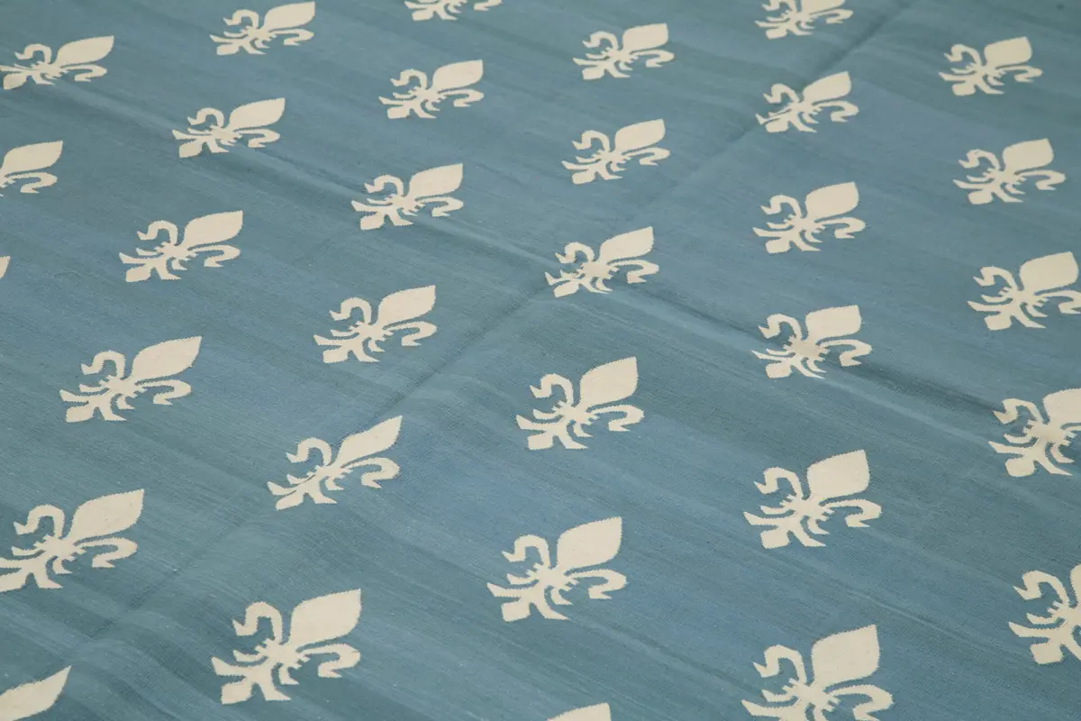 Duri Modern Mavi Pamuk Üstü Yün El Dokuma Kilim-309x427 - Görsel 5