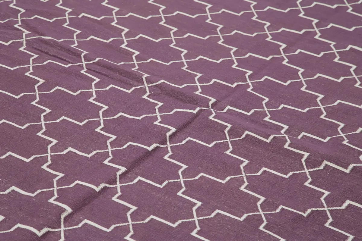 Duri Modern Mor Pamuk Üstü Yün El Dokuma Kilim-310x418 - Görsel 5