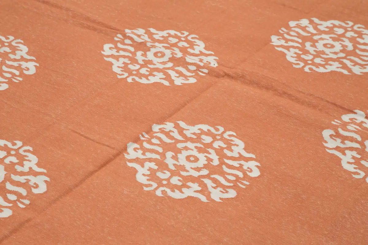 Duri Modern Turuncu Pamuk Üstü Yün El Dokuma Kilim-305x422 - Görsel 5