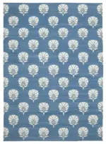 Duri Modern Mavi Pamuk Üstü Yün El Dokuma Kilim-309x430