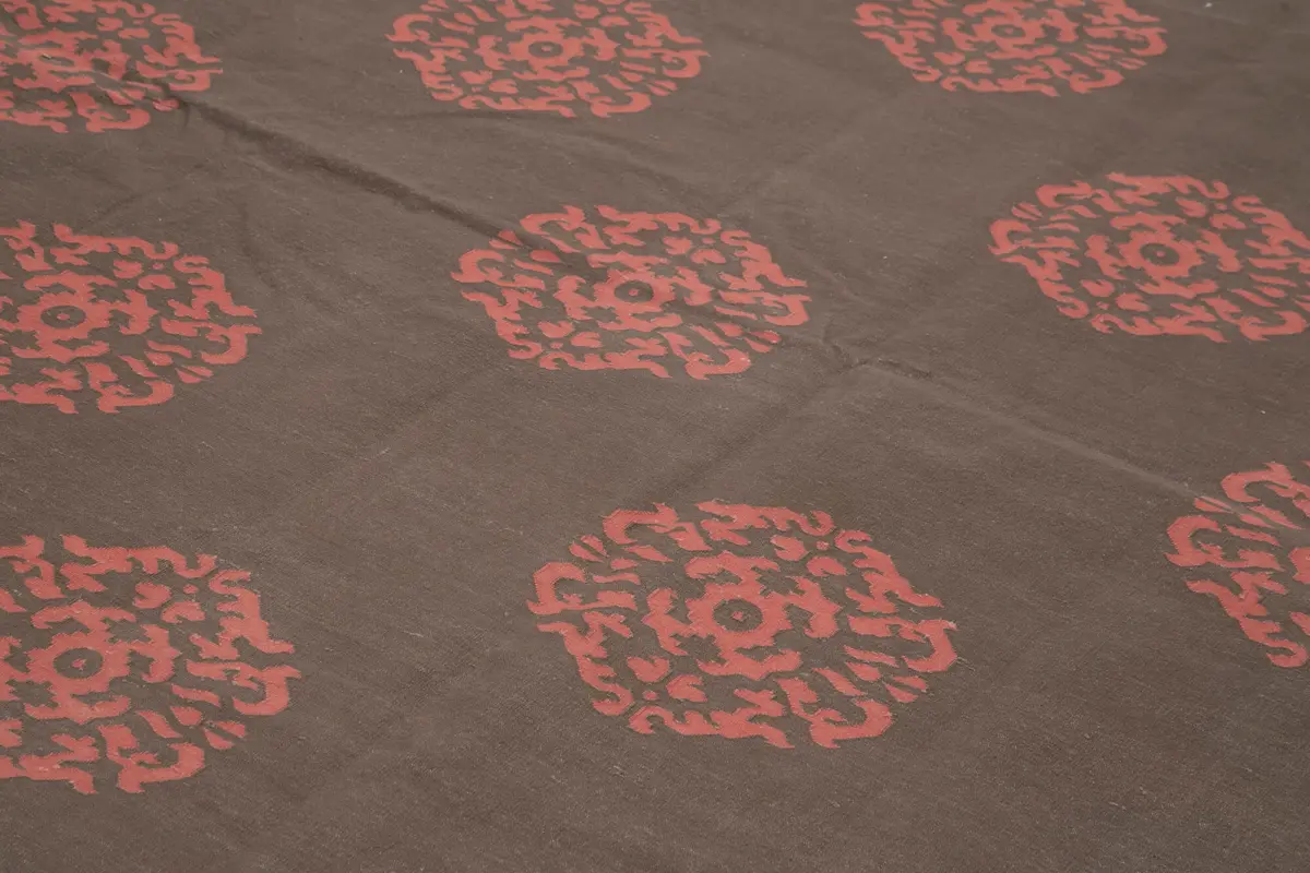 Duri Modern Kahverengi Pamuk Üstü Yün El Dokuma Kilim-312x420 - Görsel 5