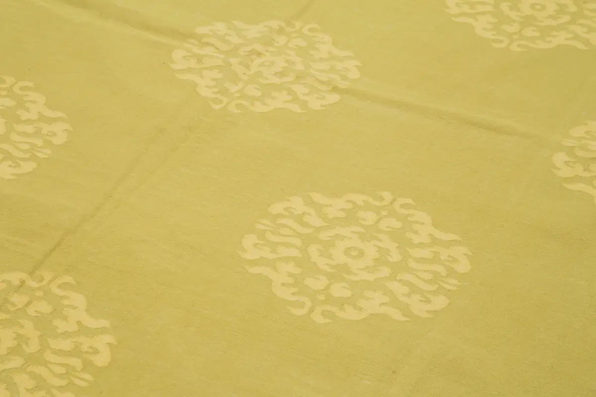 Duri Modern Sarı Pamuk Üstü Yün El Dokuma Kilim-220x404 - Görsel 5