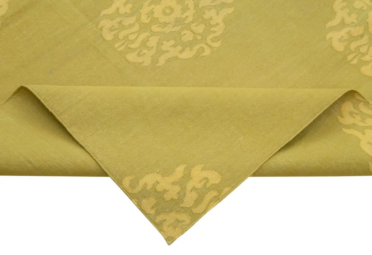 Duri Modern Sarı Pamuk Üstü Yün El Dokuma Kilim-220x404 - Görsel 6