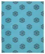 Duri Modern Turkuaz Pamuk Üstü Yün El Dokuma Kilim-244x300