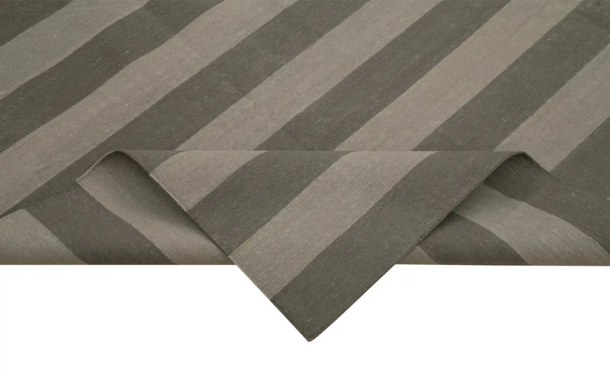 Duri Modern Kahverengi Pamuk Üstü Yün El Dokuma Kilim-242x310 - Görsel 6